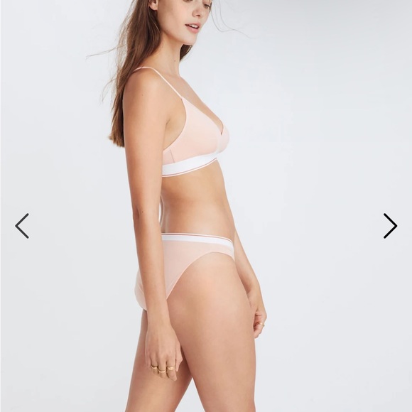 NWOT Madewell Cotton-Modal Eliza Cutout Bralette Sport Stripe pink white small - Picture 4 of 4